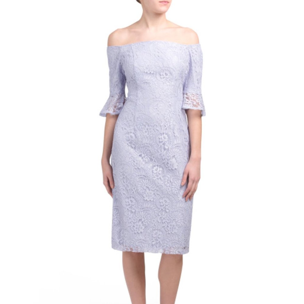 NANETTE LEPORE • Off the Shoulder Lace "Iris Bloom" Lavender Dress ~ Romance NWT